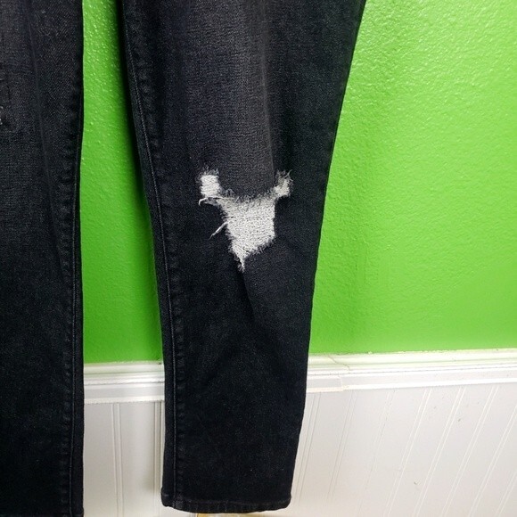 Parker Smith Women's Black Denim Distressed Jewel Patchwork Jeans sz 30 - Picture 2 of 11